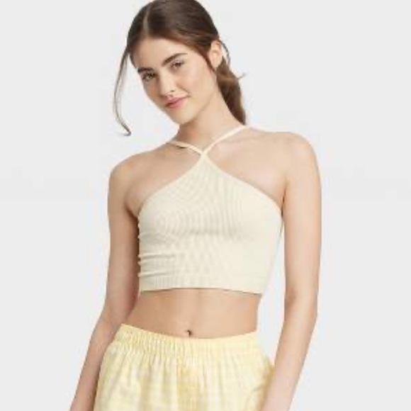 Colsie Target | High Neck Racerback Bralette Cream Color Sz L - Picture 1 of 5